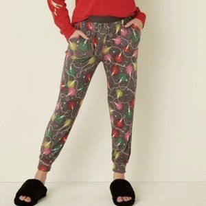 Victoria's Secret PINK Women's Lights Print Pull On Cozy Sleep Jogger Small NWT